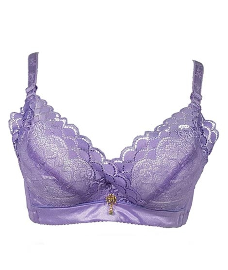 iShopping - Purple Bag Fancy Lace Double Padded Wireless Bra Purple (0024)