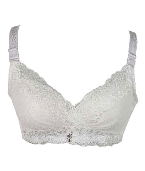 iShopping - Purple Bag Fancy Lace Soft Padded Wireless Bra White (0023)