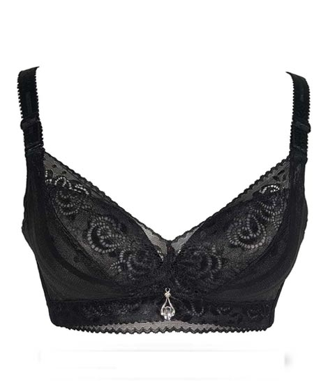 iShopping - Purple Bag Fancy Soft Double Padded Wireless Bra Black (0047)