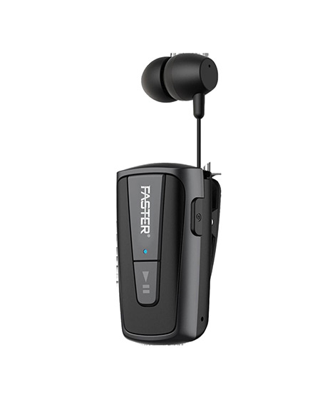iShopping - Faster R12 Pro Retractable Bluetooth Headset Clip-On Earbuds Hands-Free With Microphone