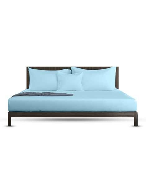 iShopping - Rainbow Linen Bed Sheet Set King Size Light Blue (Pack Of 3)