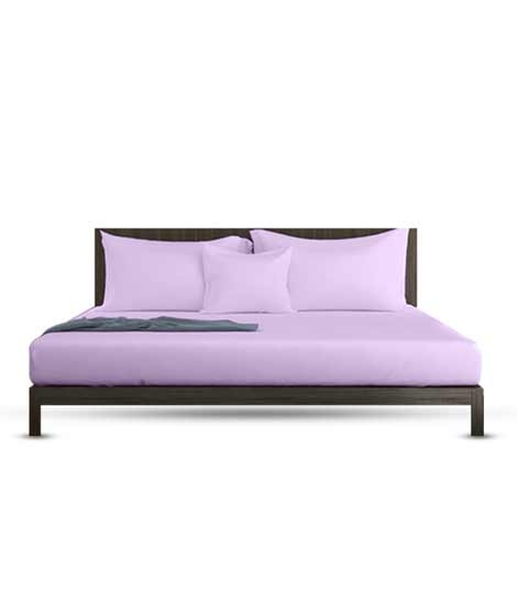 iShopping - Rainbow Linen Bed Sheet Set Queen Size Lilac (Pack Of 3)