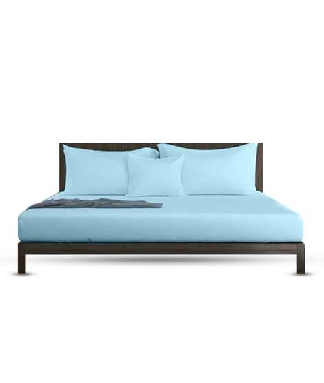 iShopping - Rainbow Linen Bed Sheet Set Single Size Light Blue (Pack Of 3)