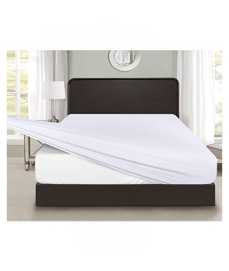 iShopping - Rainbow Linen Jersey Fitted Bed Sheet King Size White (RHP225)