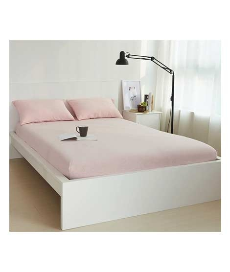iShopping - Rainbow Linen Jersey Fitted Bed Sheet King Size Pink (RHP123)