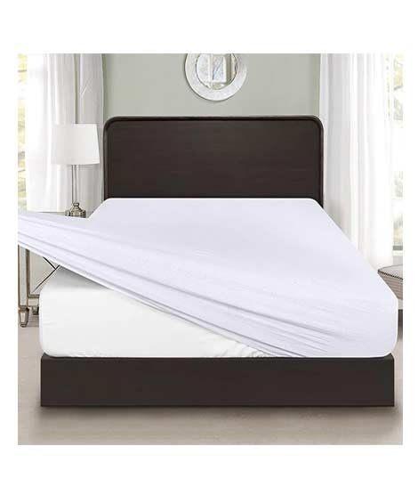 iShopping - Rainbow Linen Jersey Fitted Bed Sheet King Size White (RHP124)