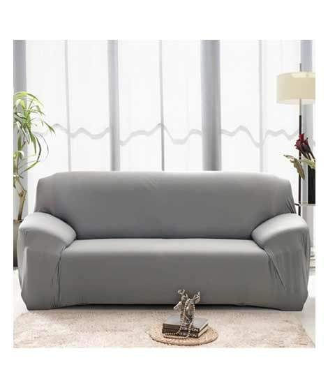 iShopping - Rainbow Linen Jersey Sofa Cover 1 Seater Light Gray