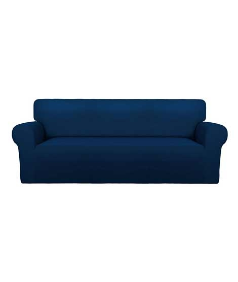 iShopping - Rainbow Linen Jersey Sofa Cover 1 Seater Navy Blue