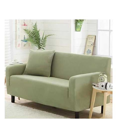 iShopping - Rainbow Linen Jersey Sofa Cover 2 Seater Light Green
