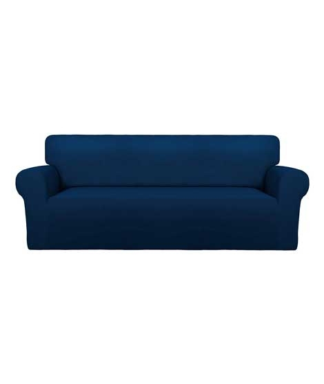 iShopping - Rainbow Linen Jersey Sofa Cover 2 Seater Navy Blue