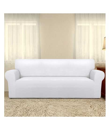 iShopping - Rainbow Linen Jersey Sofa Cover 2 Seater White