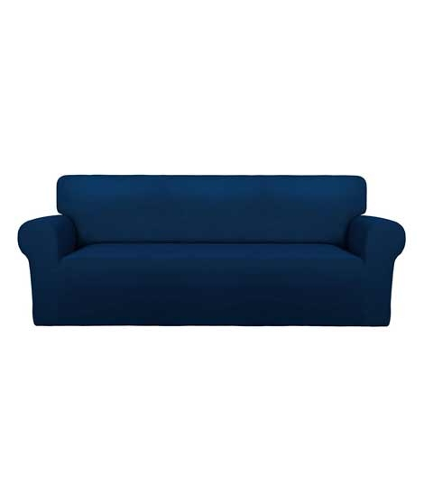 iShopping - Rainbow Linen Jersey Sofa Cover 7 Seater Navy Blue