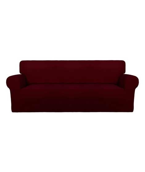 iShopping - Rainbow Linen Jersey Sofa Cover 7 Seater Red