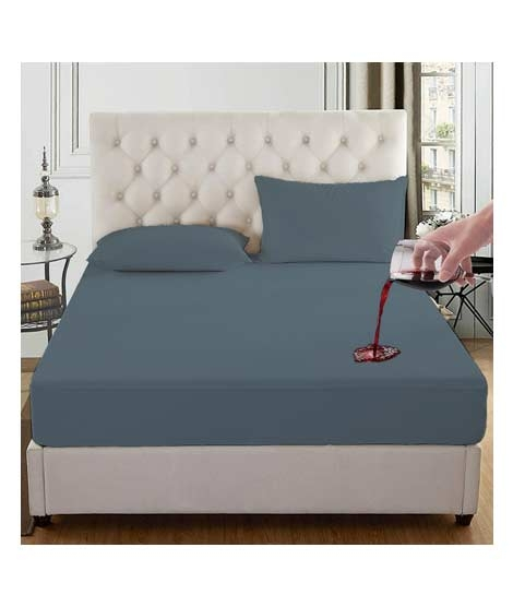 iShopping - Rainbow Linen Water Proof Fitted Bed Sheet Dark Grey (King Size)