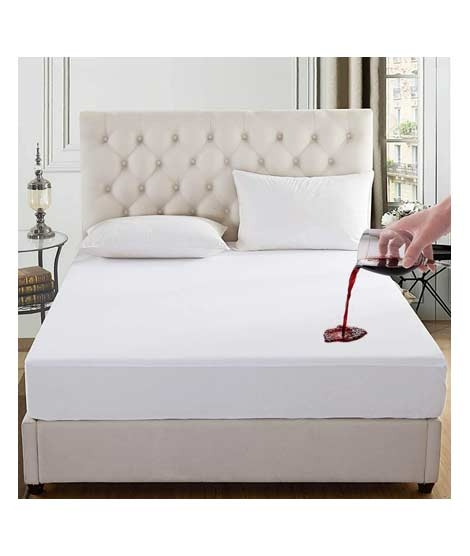 iShopping - Rainbow Linen Water Proof Fitted Bed Sheet White (King Size)