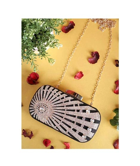 iShopping - Rangoon Beads Fancy Clutch For Women Black
