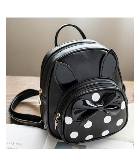 iShopping - Rangoon Bow Polka Mini Backpack For Women Black