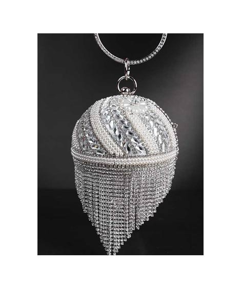 iShopping - Rangoon Round Ball Clutch For Women Silver