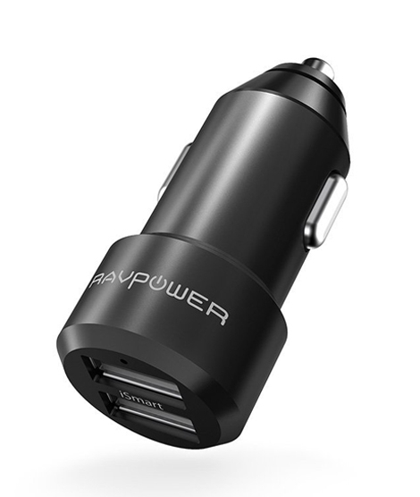 iShopping - RAVPower 24W Aluminum Alloy Dual USB Car Charger Black (RP-VC006)