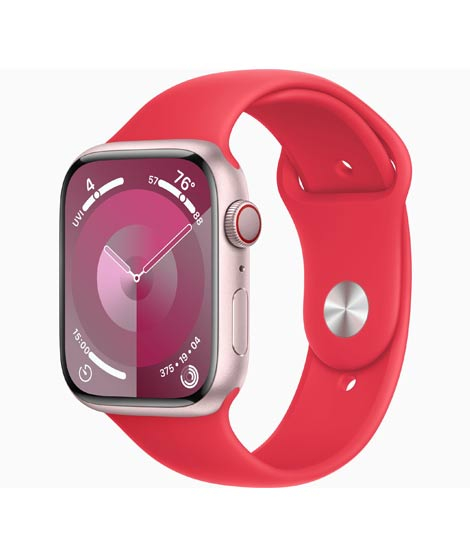 iShopping - Apple Watch Series 9 Pink Aluminum Case With Sport Band-GPS &amp; Cellular-41 mm-Red