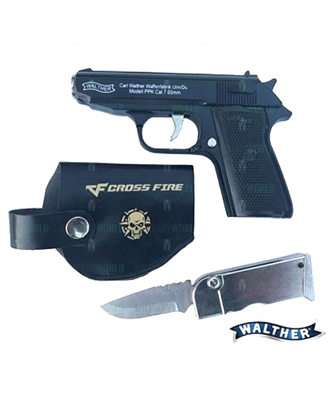 iShopping - Shop Zone 2 In 1 Pullback Metal Gun With Stainless Steel Knife Lighter