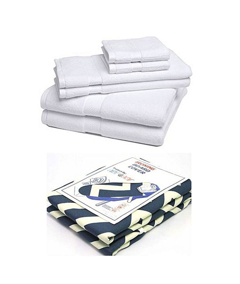 iShopping - Shopya Cotton Bath Towels Set With Iron Board Cover Pack Of 2