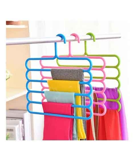 iShopping - Singaar Collection 5 Layer Multifunctional Hanger Pack Of 3