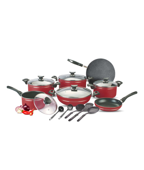 iShopping - SK Cookware Non-Stick Indigo Cookware Gift Set Maroon - 17 Pieces
