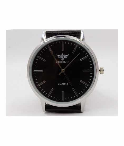 iShopping - SK-Enterprises Leather Analog Stainless Steel Watch For Men Black
