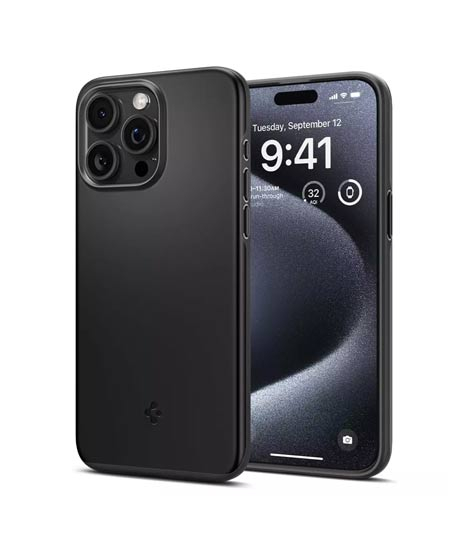 iShopping - Spigen Thin Fit Black Case For Apple iPhone 15 Pro (ACS06686)