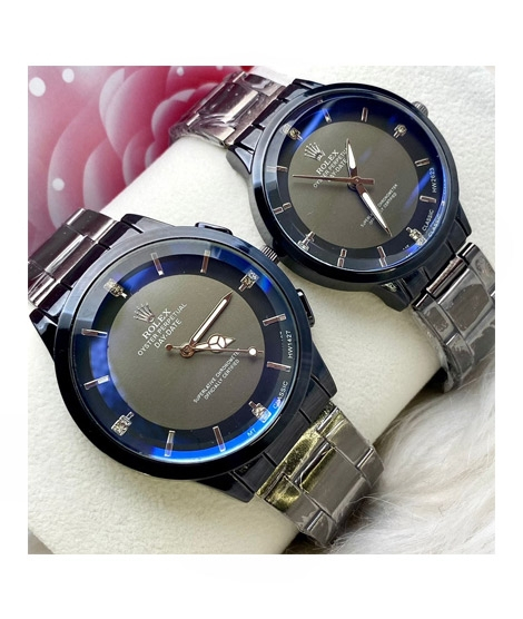 iShopping - TFH Analog Stainless Steel Couple Watch Blue/Black