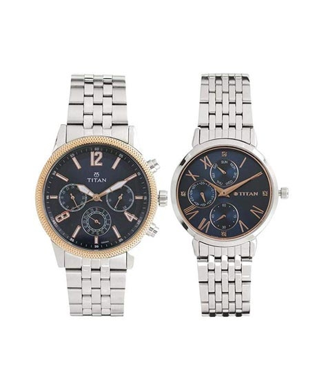 iShopping - Titan Analog Couple's Watch Silver (17342569KM01)