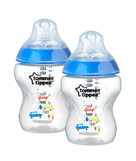 iShopping - Tommee Tippee Closer To Nature Decorated Baby Bottles 260ml Blue Pack Of 2 (TT 422521)