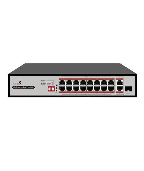 iShopping - Pollo 16 port AI POE Network Switch (PLN-1116MGB-SFP)