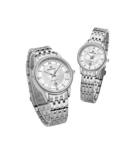 iShopping - Naviforce Exlcusive Date Edition Watch For Couple Silver (nf-8040-c-7)