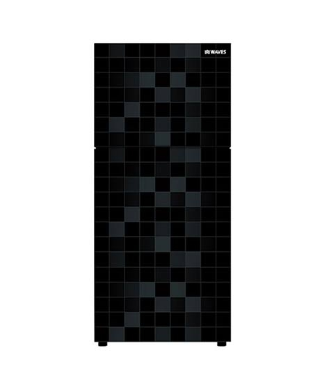 iShopping - Waves Glass Door Freezer On Top Refrigerator 16 Cu ft Checked Black (WR-316)