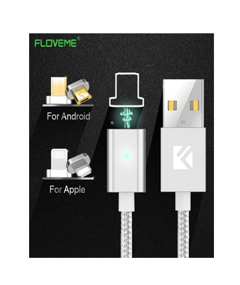 iShopping - Wish Hub 2 In 1 Magnetic Charger Cable For iPhone Silver