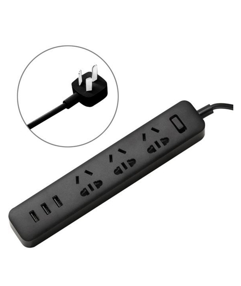 iShopping - Xiaomi Mi Power Strip 3 Power Sockets & 3 USB Ports Sockets - Black