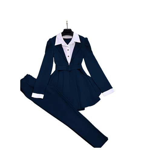 iShopping - ZamZam 2pc Dress For School Girls (AC-128)-Navy Blue