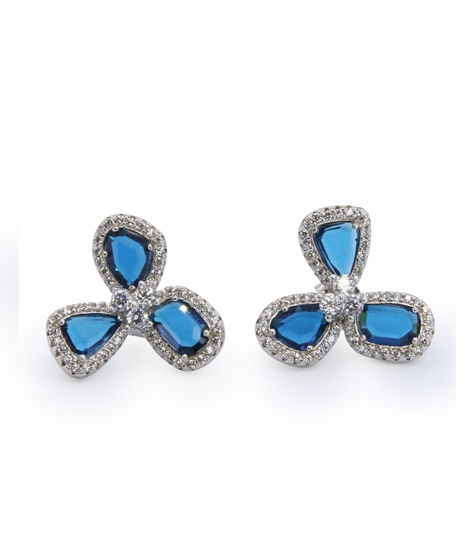 iShopping - Zed Eye Floral Wheel Earrings For Women Blue (ISE001A)