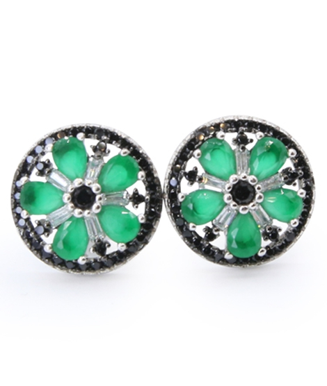 iShopping - Zed Eye Green Lotus Earrings For Women (ISE109B)