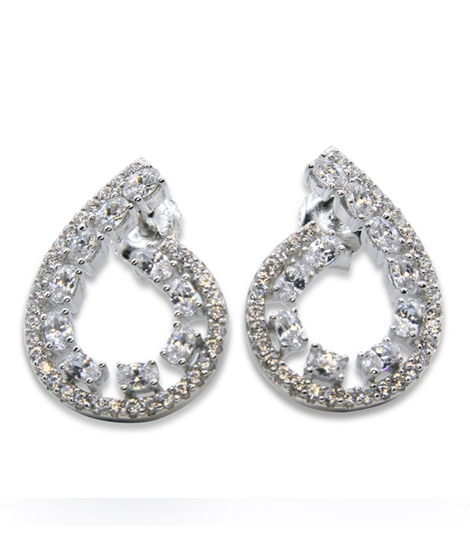 iShopping - Zed Eye Silver Pears Earrings For Women (ISE156)