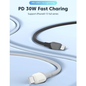 KUULAA 30W MFI Certified PD Type-C to Lightning Fast Charging Cable Black 1M