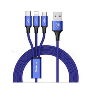Baseus Rapid Series 3 in 1 Type-C + 8 Pin + Micro USB Cable Blue