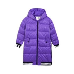 HnH Marketing Long Quilted Zipper Hoodie For Women Purple-9-10 Years