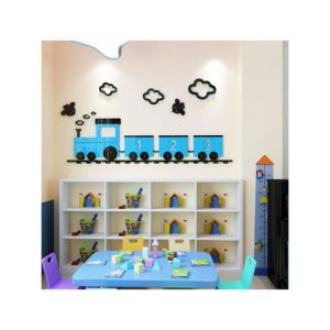 LookNBuy Cartoon Train Wall Art (0088)-Blue