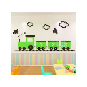 LookNBuy Cartoon Train Wall Art (0088)-Green