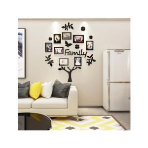 LookNBuy Frame Set Family Tree With Butterfly Acrylic Wall Art (0037)-Black