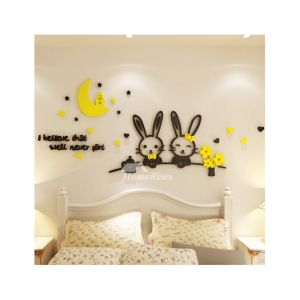 LookNBuy Kitties With Flowers And Moon Hut Wall Art (0036)