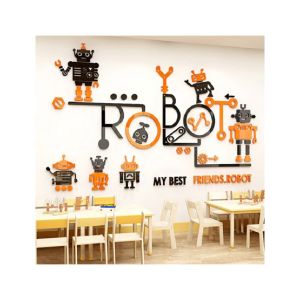 LookNBuy My Best Friend Robot Acrylic Wall Art (0034)-Orange